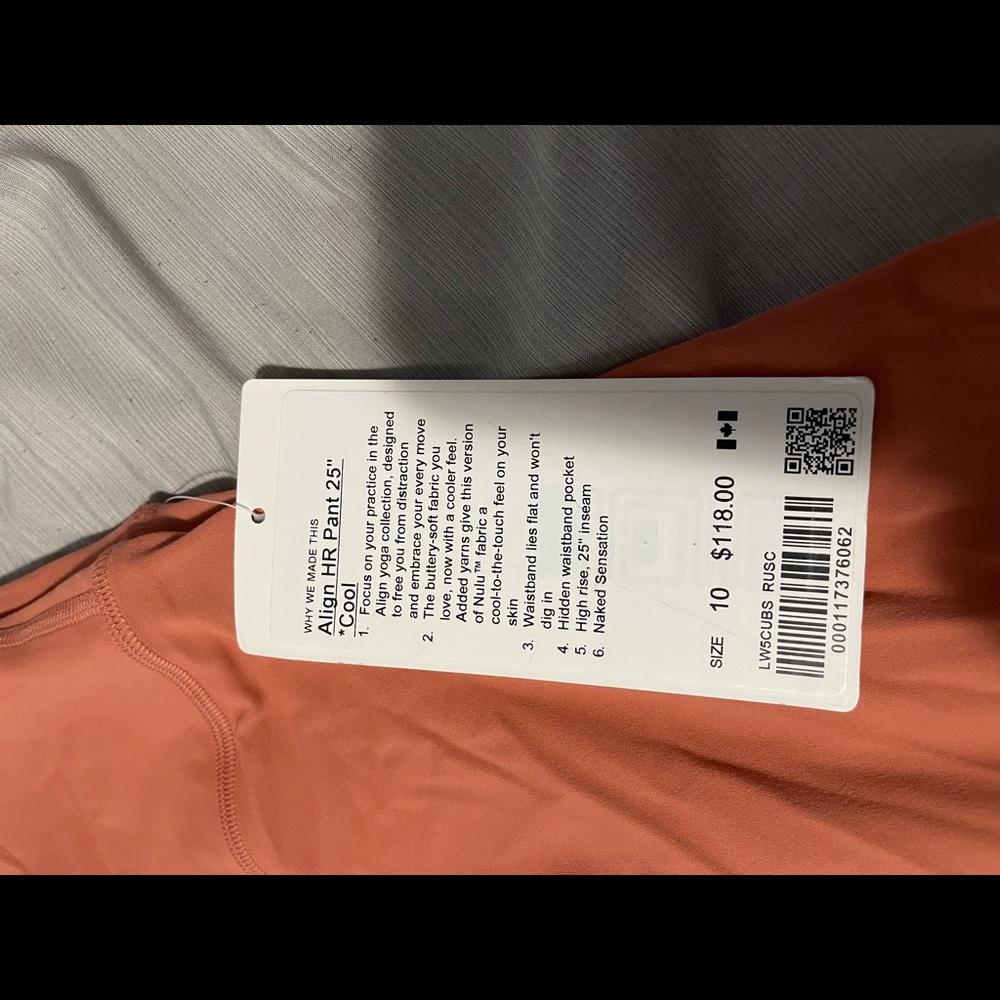 NWT Lululemon High Rise Align Size 10 25”